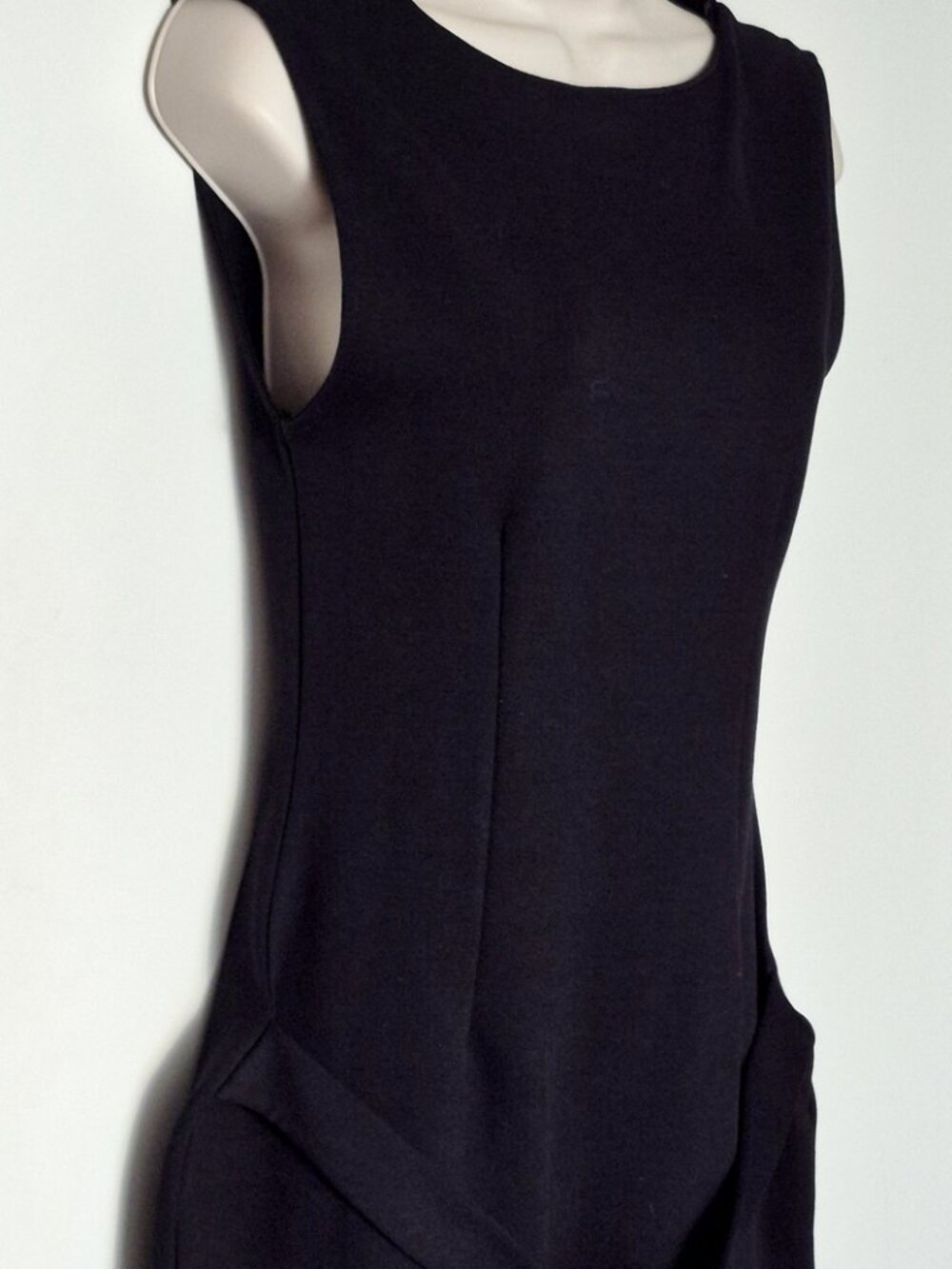 Zara Black Sleeveless Mini Fitted Dress Attached Belt Size L NWT